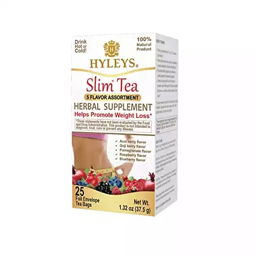 Hyleys Slim Tea 5 Flavor Assortment - Cleanse and Detox - 25 Tea Bags (1 Pack)
