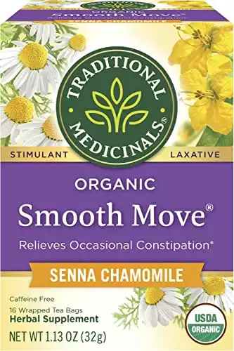 Traditional Medicinals Organic Smooth Move Senna Chamomile Herbal Tea, Relieves Occasional Constipation, (Pack of 1) - 16 Tea Bags